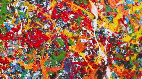 Abstract expressionism. Picture painted using the technique of dripping. Mixing Stock Footage 245629918