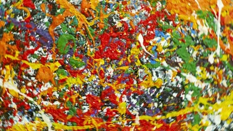 Abstract expressionism. Picture painted using the technique of dripping. Mixing Video stock 245630598