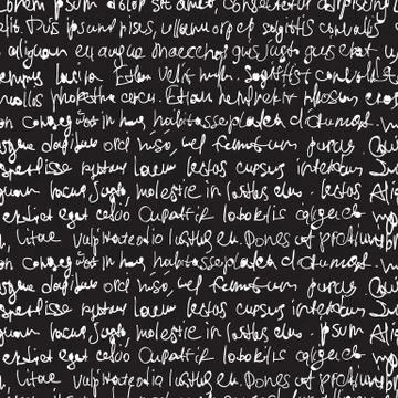 Abstract expressive handwriting on black background. seamless pattern, vector Stock Illustration