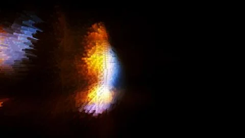 Abstract extruded 3 d shapes with orange, yellow, and blue light glows Illustration