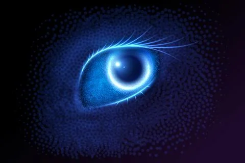 Abstract eye, composed from light particles. Vector illustration. Stock Illustration