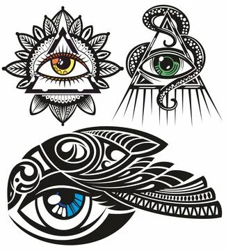 Abstract eye design elements for decoration. Stock Illustration