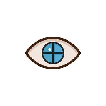 Abstract eye icon with a divided blue iris symbolizing vision and clarity o.. Stock Illustration