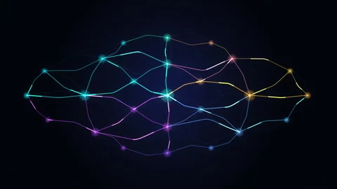 Abstract eye network motion graphic with glowing nodes and connecting lines Video stock 347244686