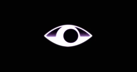 Abstract eye symbol 4k resolution loop animation. Animated white eye on black Stock Footage 234536533