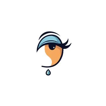 Abstract eye with teardrop creative logo design emphasizing vision sensitiv.. Stock Illustration