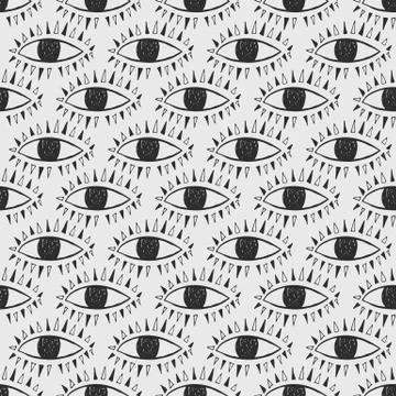 Abstract eyes seamless pattern. Illustrazione stock