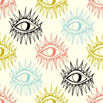 Abstract eyes seamless pattern. Stock Illustration