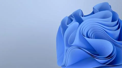 An abstract fabric flower in 3D render looks three-dimensional and dynamic. Stock Illustration