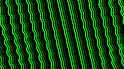 Abstract fabric pattern with bright green and black wavy lines running diagon Stock Illustration