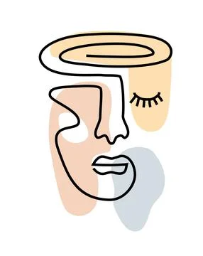 Abstract face art lines vector, Stock Illustration
