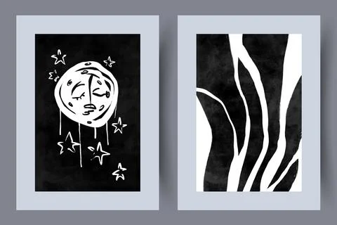 Abstract face creative composition wall art print Stock Illustration