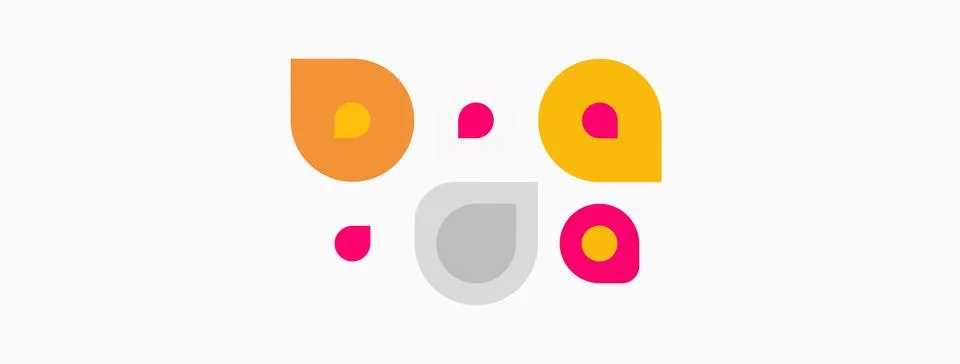 Abstract face design using colorful dots. Simple shapes create playful 스톡 일러스트