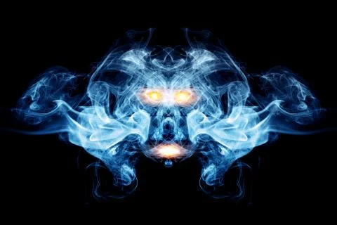 Abstract face made of smoke, flames. may be the concept of ghost, devil, logo Stock Illustration