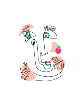 Abstract face of man one line continuous drawing. Modern continuous line art man Stock Illustration