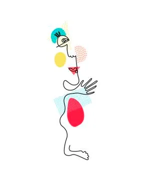 Abstract face of man one line continuous drawing. Modern continuous line art man Stock Illustration