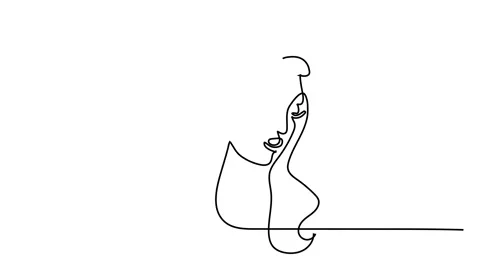 Abstract face one line drawing. Portret minimalistic style Stock Footage 143238942