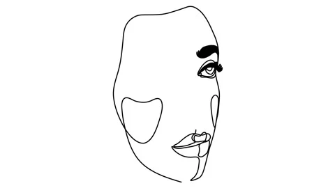 Abstract face one line drawing. Beauty Woman Portrait minimalistic style Stock Footage 144906010