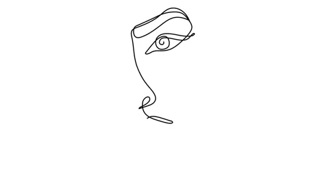 Abstract face one line drawing. Portret minimalistic style Stock Footage 149921659