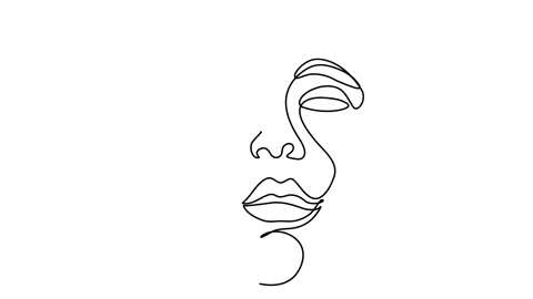 Abstract face one line drawing. Portret minimalistic style Stock Footage 149921660