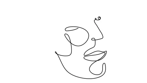 Abstract face one line drawing. Portret minimalistic style Stock Footage 149921661