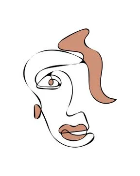Abstract face one line drawing. Portrait minimalistic style. Fine one line Stock Illustration