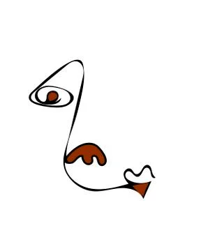 Abstract face one line drawing. Portrait minimalistic style. Fine one line Stock Illustration