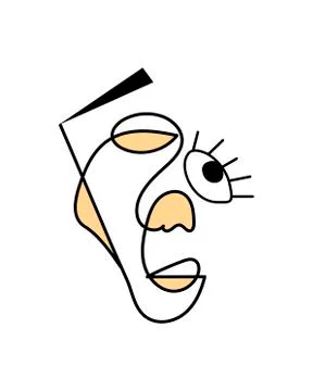 Abstract face one line drawing. Portrait minimalistic style. Fine one line Stock Illustration