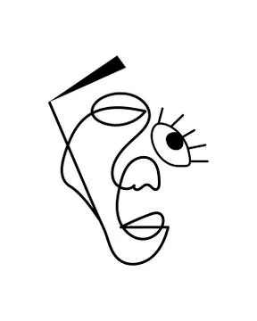 Abstract face one line drawing. Portrait minimalistic style. Fine one line Stock Illustration