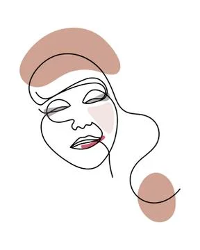 Abstract face one line drawing. Portrait minimalistic style. Fine one line Stock Illustration