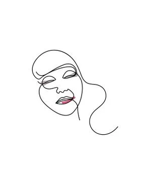 Abstract face one line drawing. Portrait minimalistic style. Fine one line Stock Illustration
