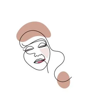 Abstract face one line drawing. Portrait minimalistic style. Fine one line Stock Illustration