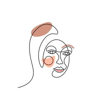 Abstract face one line drawing. Portrait minimalistic style. Fine one line Stock Illustration
