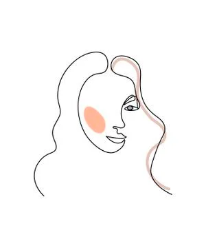 Abstract face one line drawing. Portrait minimalistic style. Fine one line Stock Illustration