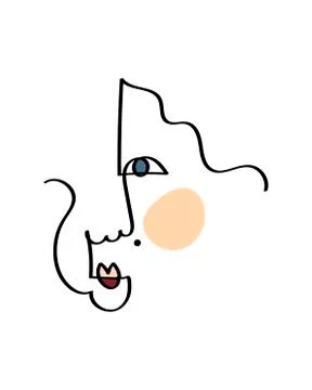Abstract face one line drawing. Portrait minimalistic style. Fine one line Stock Illustration
