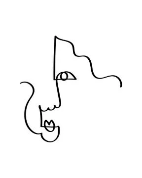 Abstract face one line drawing. Portrait minimalistic style. Fine one line Stock Illustration