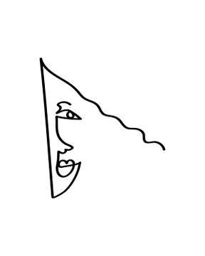 Abstract face one line drawing. Portrait minimalistic style. Fine one line Stock Illustration