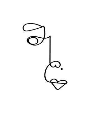 Abstract face one line drawing. Portrait minimalistic style. Fine one line Stock Illustration