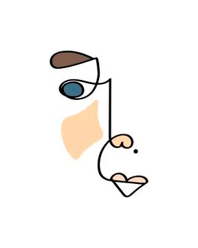 Abstract face one line drawing. Portrait minimalistic style. Fine one line Stock Illustration