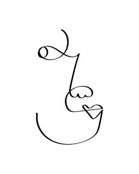 Abstract face one line drawing. Portrait minimalistic style. Fine one line Stock Illustration