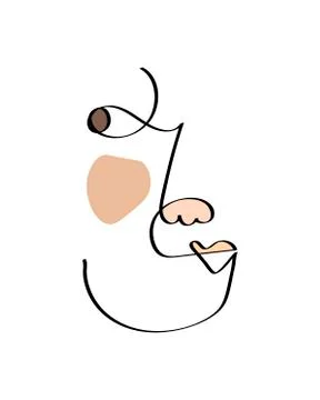 Abstract face one line drawing. Portrait minimalistic style. Fine one line Stock Illustration