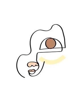 Abstract face one line drawing. Portrait minimalistic style. Fine one line Stock Illustration