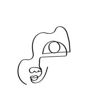 Abstract face one line drawing. Portrait minimalistic style. Fine one line Stock Illustration