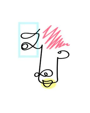 Abstract face one line drawing. Portrait minimalistic style. Fine one line Stock Illustration