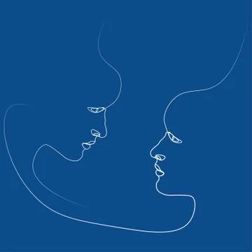 Abstract face one line Stock Illustration