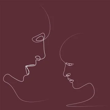 Abstract face one line Stock Illustration