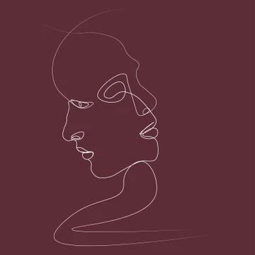 Abstract face one line Stock Illustration