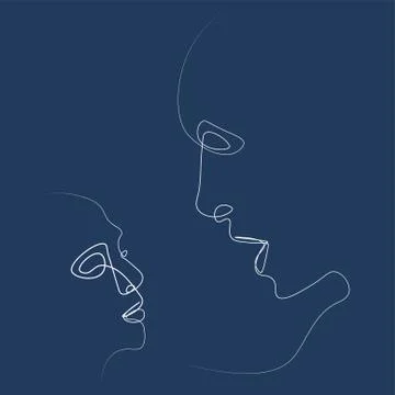 Abstract face one line Stock Illustration