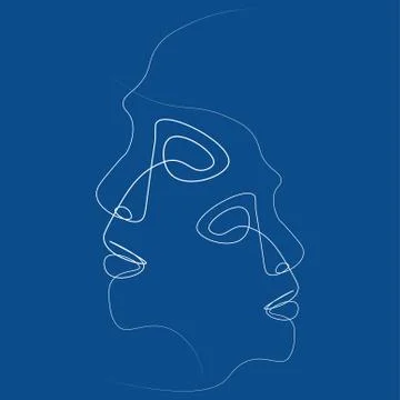 Abstract face one line Stock Illustration