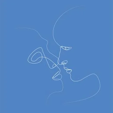 Abstract face one line Stock Illustration